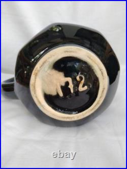 Ancien pichet carafe vase faience irisee gres flamme ceramique bleu art deco