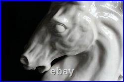 Ancien pied de lampe en céramique craquelée tête de cheval hauteur 41 cm