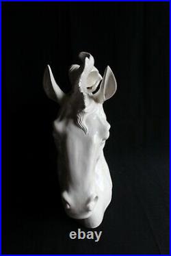 Ancien pied de lampe en céramique craquelée tête de cheval hauteur 41 cm