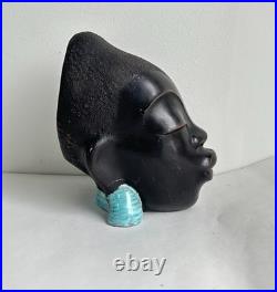 Ancien statue céramique art deco tête femme africaine signé Léopold Anzengruber Ancien statue céramique art deco tête femme africaine signé Léopold Anzengruber