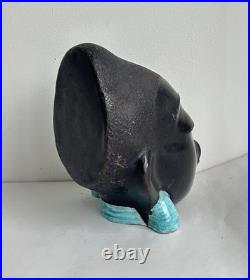 Ancien statue céramique art deco tête femme africaine signé Léopold Anzengruber