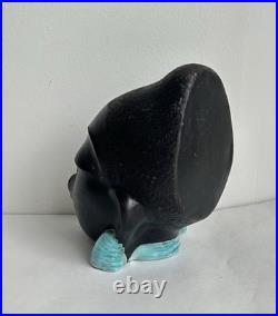 Ancien statue céramique art deco tête femme africaine signé Léopold Anzengruber