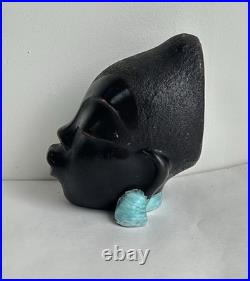 Ancien statue céramique art deco tête femme africaine signé Léopold Anzengruber Ancien statue céramique art deco tête femme africaine signé Léopold Anzengruber