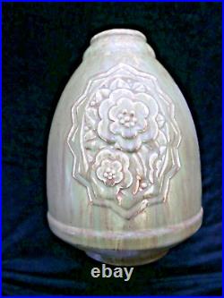 Ancien vase ART DECO céramique frères Mougin Nancy vert 27 cm signé M