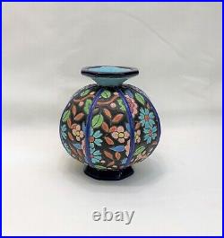 Ancien vase ART DECO émaux de LONGWY estampillé Signé 11 cm Céramique Faïence