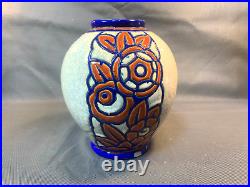 Ancien vase Art Déco en céramique de Belgique BOCH la louvière