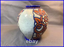 Ancien vase Art Déco en céramique de Belgique BOCH la louvière