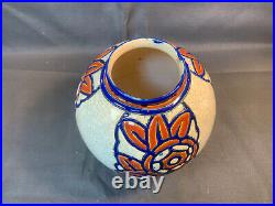 Ancien vase Art Déco en céramique de Belgique BOCH la louvière