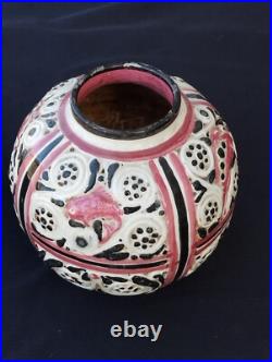 Ancien vase boule art deco ceramique antilope cazaux Poterie