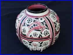 Ancien vase boule art deco ceramique antilope cazaux Poterie
