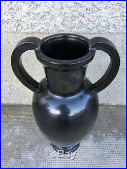 Ancien vase ceramique noire style bonifas art deco moderniste