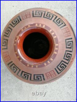 Ancien vase decor grec femme Nue STAUFFER BERN céramique nude woman art déco