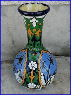 Ancien vase émaux 1930 céramique souvenir Alger art déco style longwy