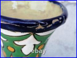 Ancien vase émaux 1930 céramique souvenir Alger art déco style longwy
