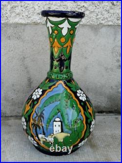 Ancien vase émaux 1930 céramique souvenir Alger art déco style longwy