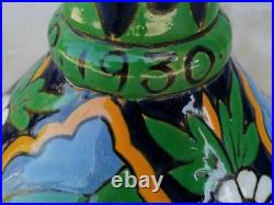Ancien vase émaux 1930 céramique souvenir Alger art déco style longwy