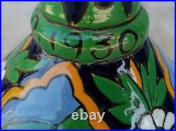 Ancien vase émaux 1930 céramique souvenir Alger art déco style longwy