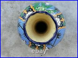 Ancien vase émaux 1930 céramique souvenir Alger art déco style longwy