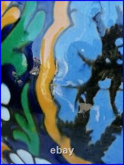 Ancien vase émaux 1930 céramique souvenir Alger art déco style longwy