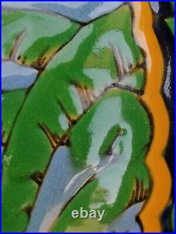 Ancien vase émaux 1930 céramique souvenir Alger art déco style longwy