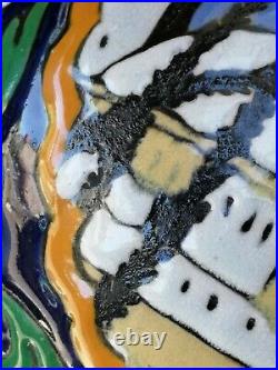 Ancien vase émaux 1930 céramique souvenir Alger art déco style longwy