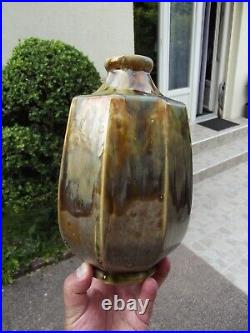 Ancien vase en céramique flammé de BADY à Saint Amand ht 23.5 cm art déco