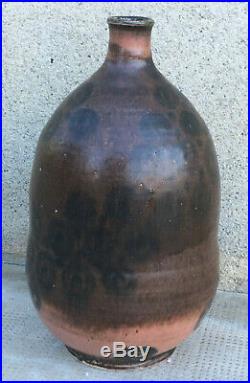 Ancien vase pansu long col sigle ÉMILE LENOBLE art deco pottery CERAMIQUE