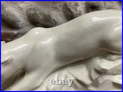 Ancienne PANTHÈRE céramique craquelée art déco signée E. SIEGL animal panther