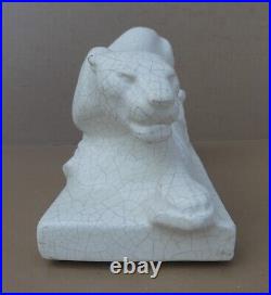 Ancienne PANTHÈRE céramique craquelée art déco signée E. SIEGL animal panther