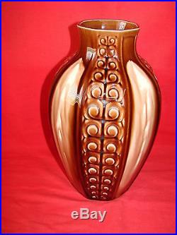 Ancienne Paire De Vases Art Deco Ceramique Fives Lille G. De Brun / Faience