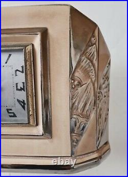 Ancienne Pendule Art-Déco en Céramique décor Argenté vers 1930 ODYV à Vierzon