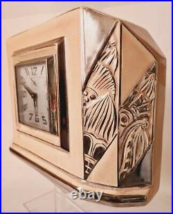 Ancienne Pendule Art-Déco en Céramique décor Argenté vers 1930 ODYV à Vierzon
