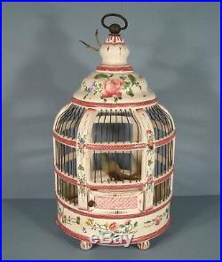 Ancienne Suspension Vintage Luminaire Cage A Oiseaux En Céramique Plafonnier