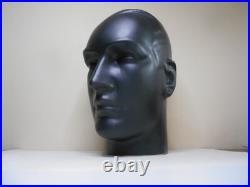 Ancienne Tête Marotte Porte Chapeau Céramique Noir Mat Visage Homme Art Déco Ancienne Tête Marotte Porte Chapeau Céramique Noir Mat Visage Homme Art Déco