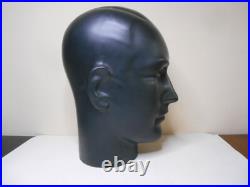 Ancienne Tête Marotte Porte Chapeau Céramique Noir Mat Visage Homme Art Déco Ancienne Tête Marotte Porte Chapeau Céramique Noir Mat Visage Homme Art Déco