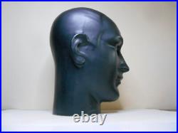 Ancienne Tête Marotte Porte Chapeau Céramique Noir Mat Visage Homme Art Déco Ancienne Tête Marotte Porte Chapeau Céramique Noir Mat Visage Homme Art Déco
