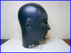 Ancienne Tête Marotte Porte Chapeau Céramique Noir Mat Visage Homme Art Déco Ancienne Tête Marotte Porte Chapeau Céramique Noir Mat Visage Homme Art Déco