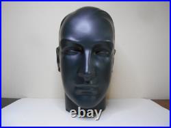 Ancienne Tête Marotte Porte Chapeau Céramique Noir Mat Visage Homme Art Déco Ancienne Tête Marotte Porte Chapeau Céramique Noir Mat Visage Homme Art Déco