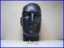 Ancienne Tête Marotte Porte Chapeau Céramique Noir Mat Visage Homme Art Déco Ancienne Tête Marotte Porte Chapeau Céramique Noir Mat Visage Homme Art Déco