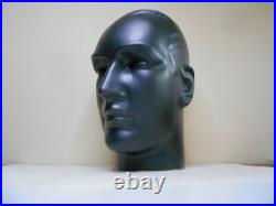 Ancienne Tête Marotte Porte Chapeau Céramique Noir Mat Visage Homme Art Déco Ancienne Tête Marotte Porte Chapeau Céramique Noir Mat Visage Homme Art Déco