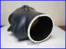 Ancienne Tête Marotte Porte Chapeau Céramique Noir Mat Visage Homme Art Déco Ancienne Tête Marotte Porte Chapeau Céramique Noir Mat Visage Homme Art Déco