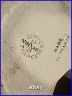 Ancienne céramique pigeons signée Sèvres Vinsare art déco NO craquelé