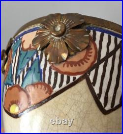 Ancienne coupe en céramique et monture en cuivre André Villien Art-déco 1920's