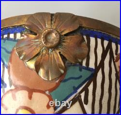 Ancienne coupe en céramique et monture en cuivre André Villien Art-déco 1920's