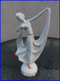 Ancienne figurine art déco céramique danseuse fille porcelaine art déco