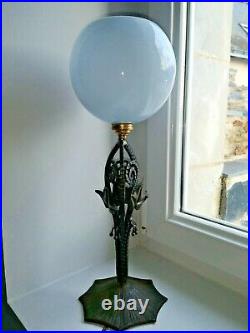 Ancienne lampe fer forgé art deco TBE daum muller luminaire 1930/1940 H 39 cm