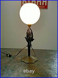 Ancienne lampe fer forgé art deco TBE daum muller luminaire 1930/1940 H 39 cm