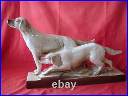 Ancienne sculpture céramique Art déco chien setter St Radegonde Lefrançois