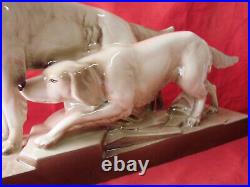 Ancienne sculpture céramique Art déco chien setter St Radegonde Lefrançois