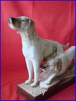 Ancienne sculpture céramique Art déco chien setter St Radegonde Lefrançois